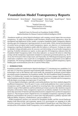 Foundation Model Transparency Reports