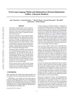 From Large Language Models and Optimization to Decision Optimization
  CoPilot: A Research Manifesto