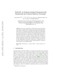 CoGenT: A Content-oriented Generative-hit Framework for Content Delivery
  Networks