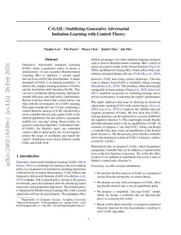 C-GAIL: Stabilizing Generative Adversarial Imitation Learning with
  Control Theory