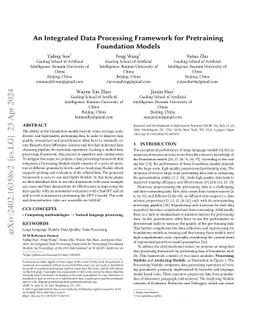 An Integrated Data Processing Framework for Pretraining Foundation
  Models