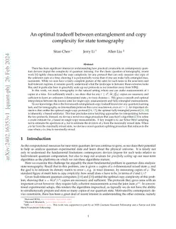 An optimal tradeoff between entanglement and copy complexity for state
  tomography