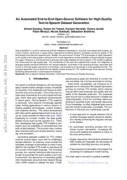 An Automated End-to-End Open-Source Software for High-Quality
  Text-to-Speech Dataset Generation
