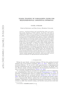 Stable Training of Normalizing Flows for High-dimensional Variational
  Inference