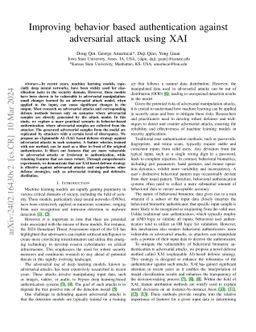 Improving behavior based authentication against adversarial attack using
  XAI