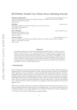 DCVSMNet: Double Cost Volume Stereo Matching Network