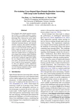 Pre-training Cross-lingual Open Domain Question Answering with
  Large-scale Synthetic Supervision