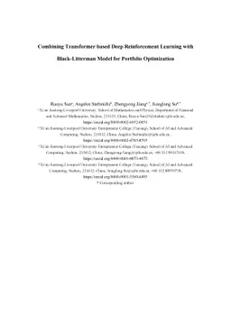 Combining Transformer based Deep Reinforcement Learning with
  Black-Litterman Model for Portfolio Optimization