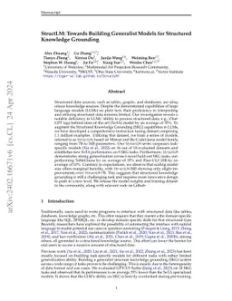 StructLM: Towards Building Generalist Models for Structured Knowledge
  Grounding