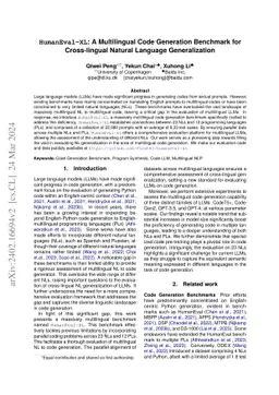 HumanEval-XL: A Multilingual Code Generation Benchmark for Cross-lingual
  Natural Language Generalization