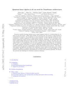 Quantum Transformer: Accelerating model inference via quantum linear algebra