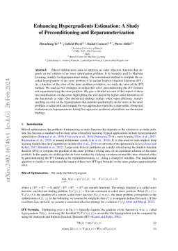 Enhancing Hypergradients Estimation: A Study of Preconditioning and
  Reparameterization