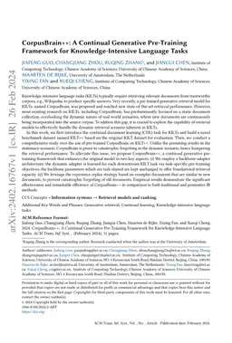 CorpusBrain++: A Continual Generative Pre-Training Framework for
  Knowledge-Intensive Language Tasks