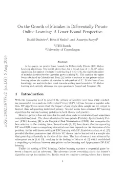 On the Growth of Mistakes in Differentially Private Online Learning: A
  Lower Bound Perspective