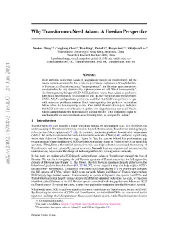 Why Transformers Need Adam: A Hessian Perspective
