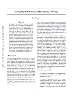 Investigating the Effectiveness of HyperTuning via Gisting