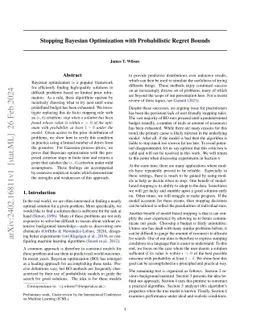 Stopping Bayesian Optimization with Probabilistic Regret Bounds