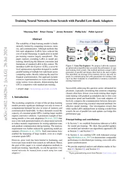 Training Neural Networks from Scratch with Parallel Low-Rank Adapters