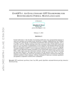 EvoGPT-f: An Evolutionary GPT Framework for Benchmarking Formal Math
  Languages