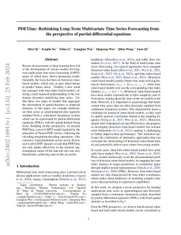 PDETime: Rethinking Long-Term Multivariate Time Series Forecasting from
  the perspective of partial differential equations