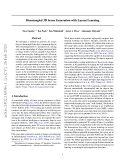 Disentangled 3D Scene Generation with Layout Learning