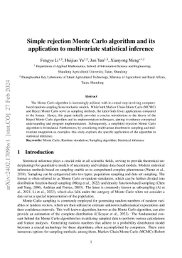 Simple rejection Monte Carlo algorithm and its application to
  multivariate statistical inference