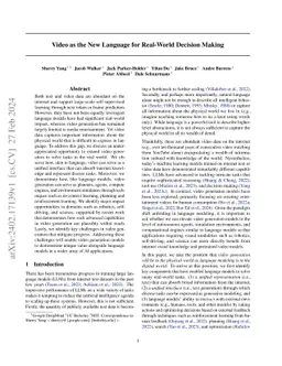 Video as the New Language for Real-World Decision Making