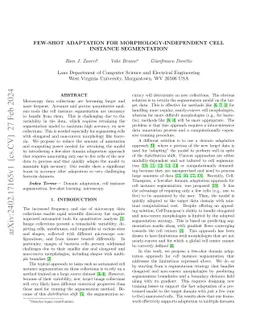 Few-shot adaptation for morphology-independent cell instance
  segmentation