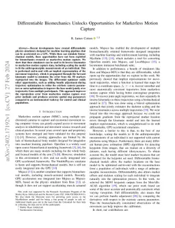 Differentiable Biomechanics Unlocks Opportunities for Markerless Motion
  Capture