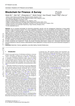 Blockchain for Finance: A Survey