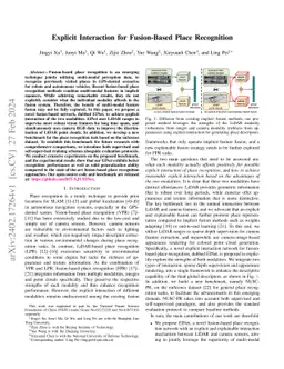 Explicit Interaction for Fusion-Based Place Recognition