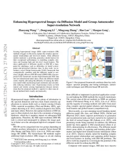 Enhancing Hyperspectral Images via Diffusion Model and Group-Autoencoder
  Super-resolution Network