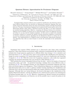 Quantum Distance Approximation for Persistence Diagrams