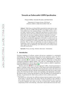 Towards an Enforceable GDPR Specification