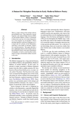 A Dataset for Metaphor Detection in Early Medieval Hebrew Poetry