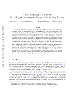 Why do Learning Rates Transfer? Reconciling Optimization and Scaling
  Limits for Deep Learning