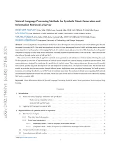Natural Language Processing Methods for Symbolic Music Generation and
  Information Retrieval: a Survey