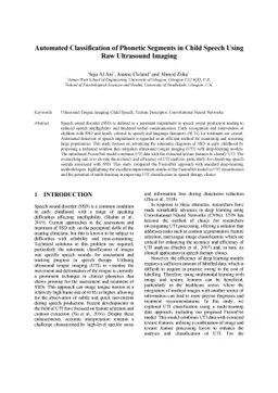Automated Classification of Phonetic Segments in Child Speech Using Raw
  Ultrasound Imaging