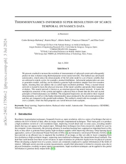 Thermodynamics-informed super-resolution of scarce temporal dynamics
  data