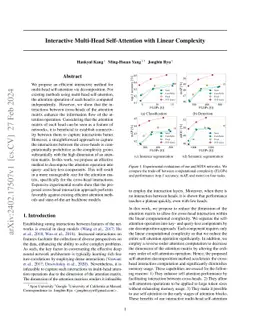 Interactive Multi-Head Self-Attention with Linear Complexity