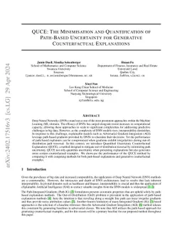 QUCE: The Minimisation and Quantification of Path-Based Uncertainty for Generative Counterfactual Explanations
