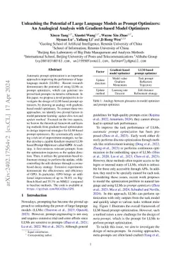 Unleashing the Potential of Large Language Models as Prompt Optimizers: Analogical Analysis with Gradient-based Model Optimizers