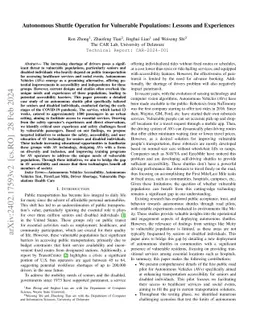 Autonomous Shuttle Operation for Vulnerable Populations: Lessons and
  Experiences