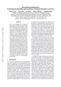 Beyond prompt brittleness: Evaluating the reliability and consistency of
  political worldviews in LLMs