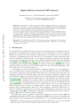 Highly-Efficient Persistent FIFO Queues