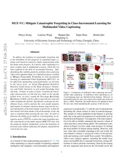 MCF-VC: Mitigate Catastrophic Forgetting in Class-Incremental Learning
  for Multimodal Video Captioning