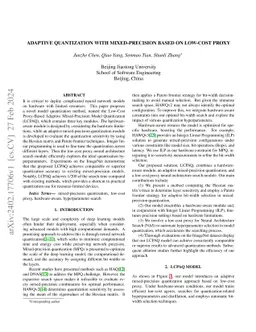 Adaptive quantization with mixed-precision based on low-cost proxy