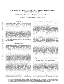 Real-time Low-latency Music Source Separation using Hybrid
  Spectrogram-TasNet