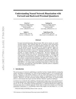 Understanding Neural Network Binarization with Forward and Backward
  Proximal Quantizers