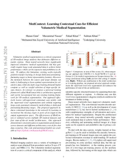 MedContext: Learning Contextual Cues for Efficient Volumetric Medical
  Segmentation